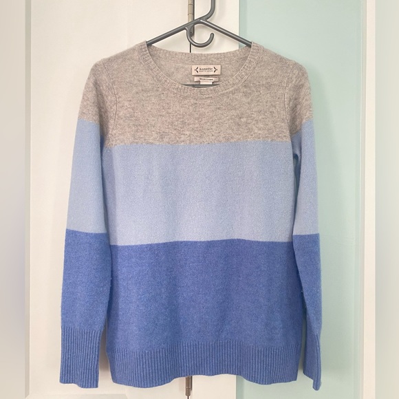 Nanette Lepore grey/blue color block sweater 100% cashmere - Picture 2 of 4